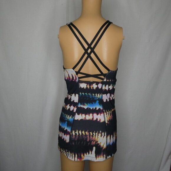 Lucy Tie Dye Striped Tank Top Strappy Criss Cross - Picture 5 of 10